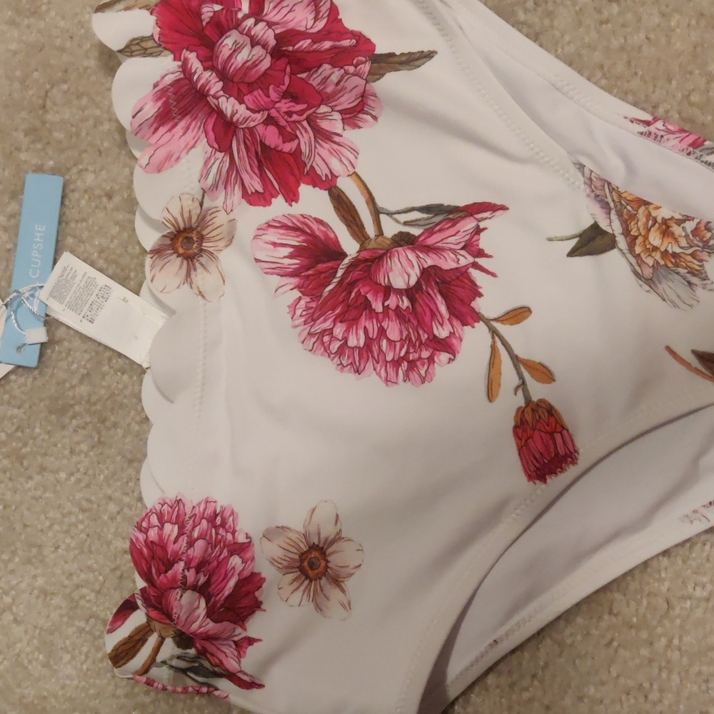 New!Cupshe High Waist Floral Bikini Bottom Summer Beach Y2K Cottagecore Girlhood - Picture 2 of 7